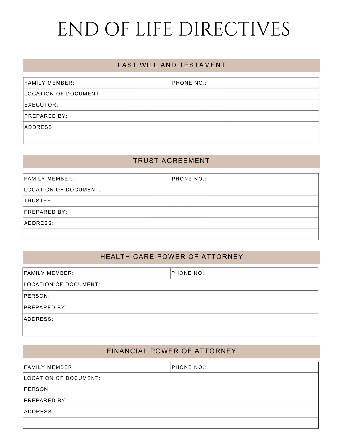 Peace of Mind Planner