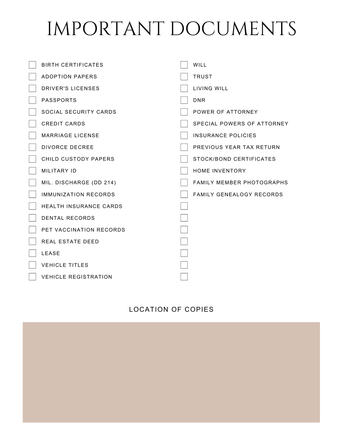 Peace of Mind Planner