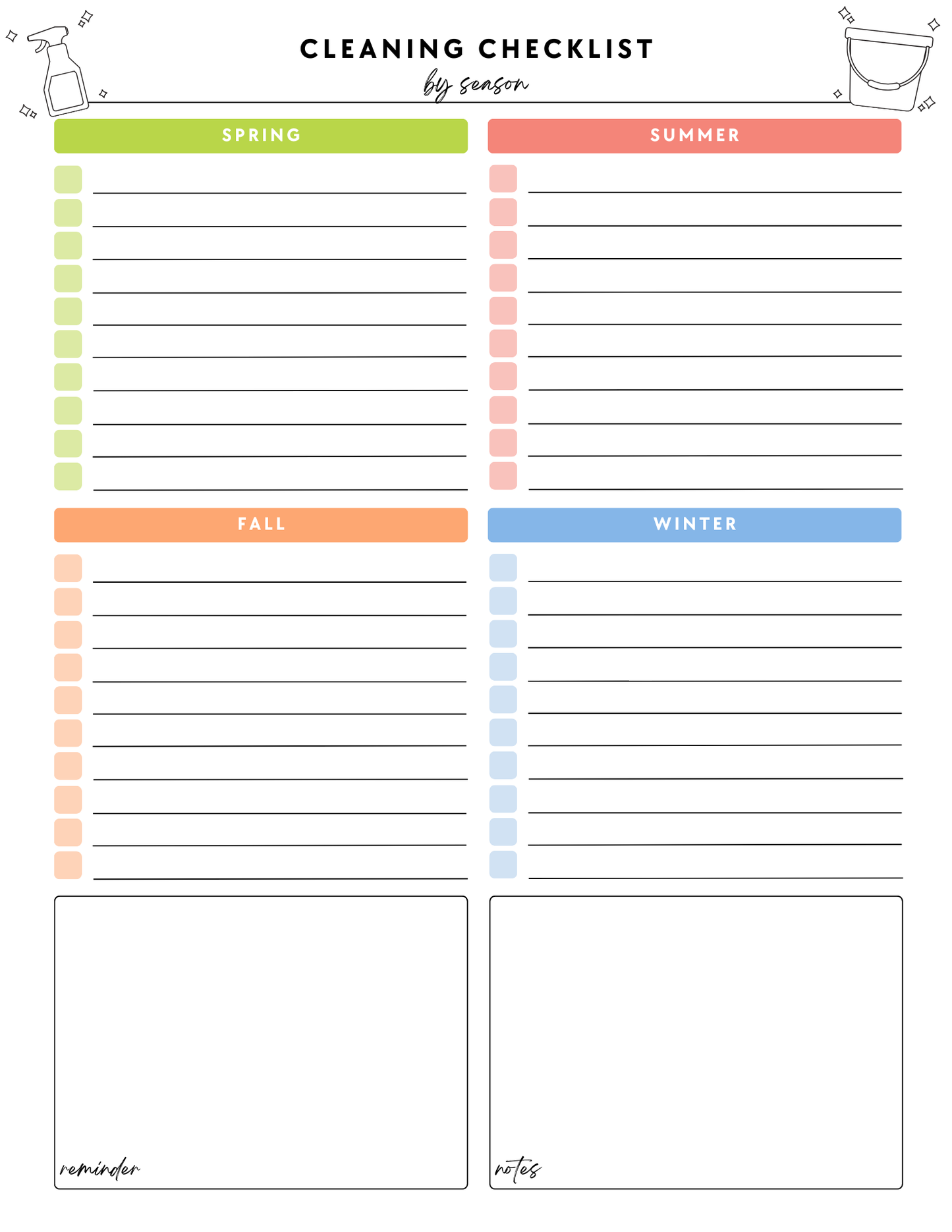 ADHD Cleaning Planner - Non-Prefilled