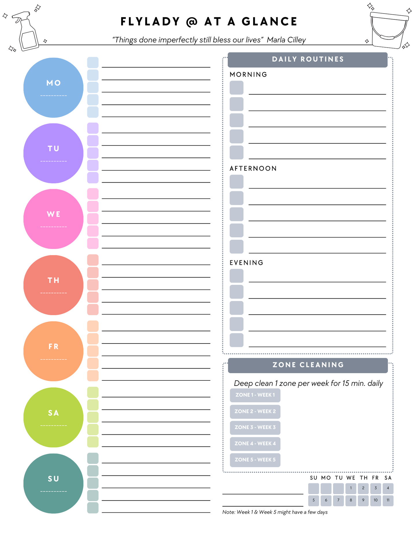 ADHD Cleaning Planner - Non-Prefilled