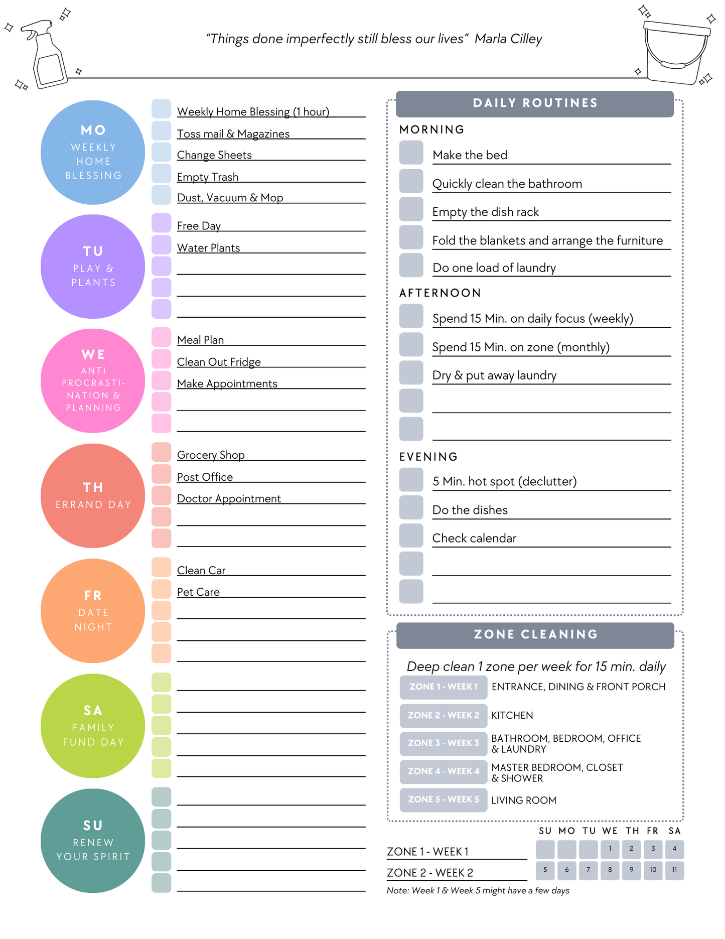 ADHD Cleaning Planner - Prefilled