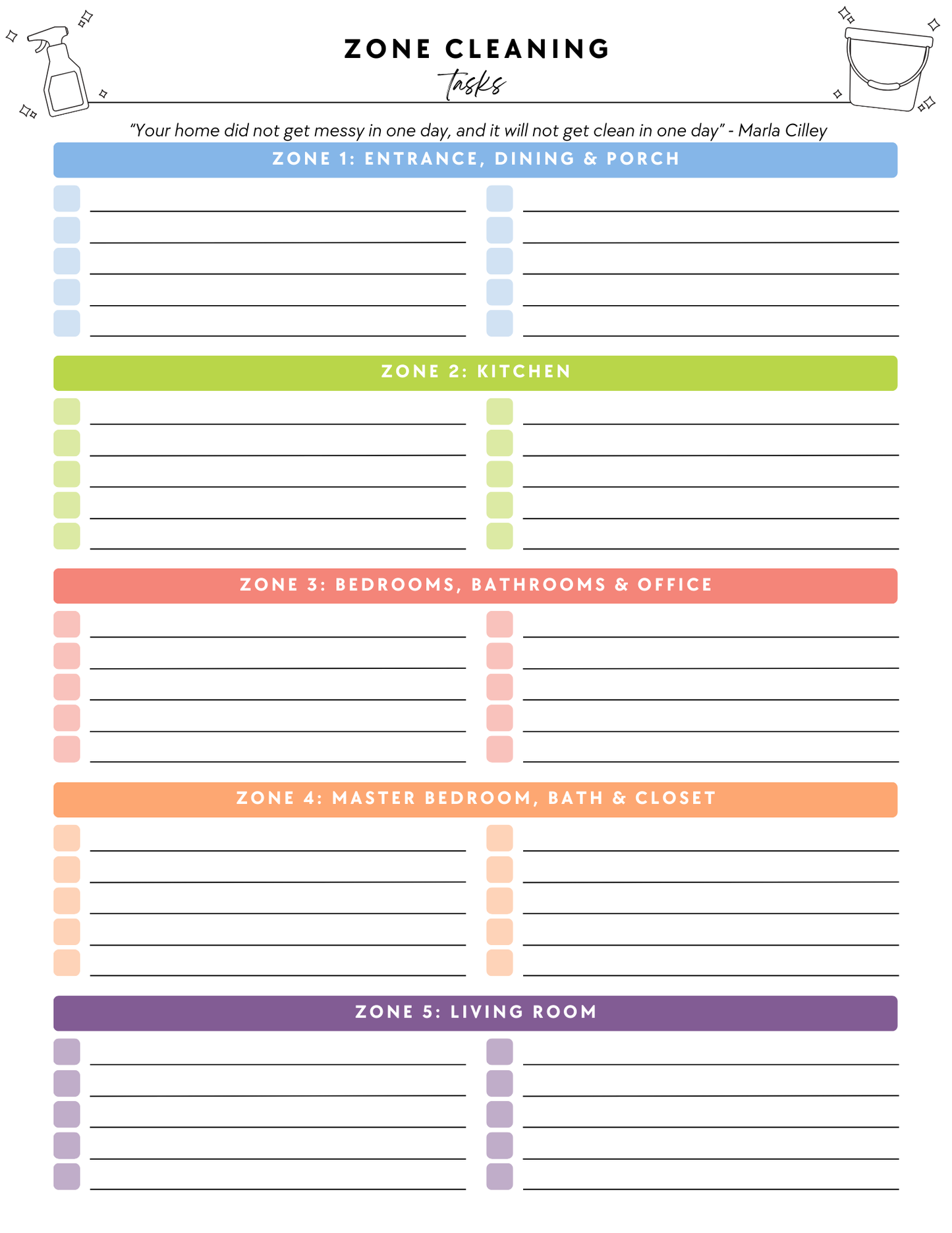 ADHD Cleaning Planner - Non-Prefilled
