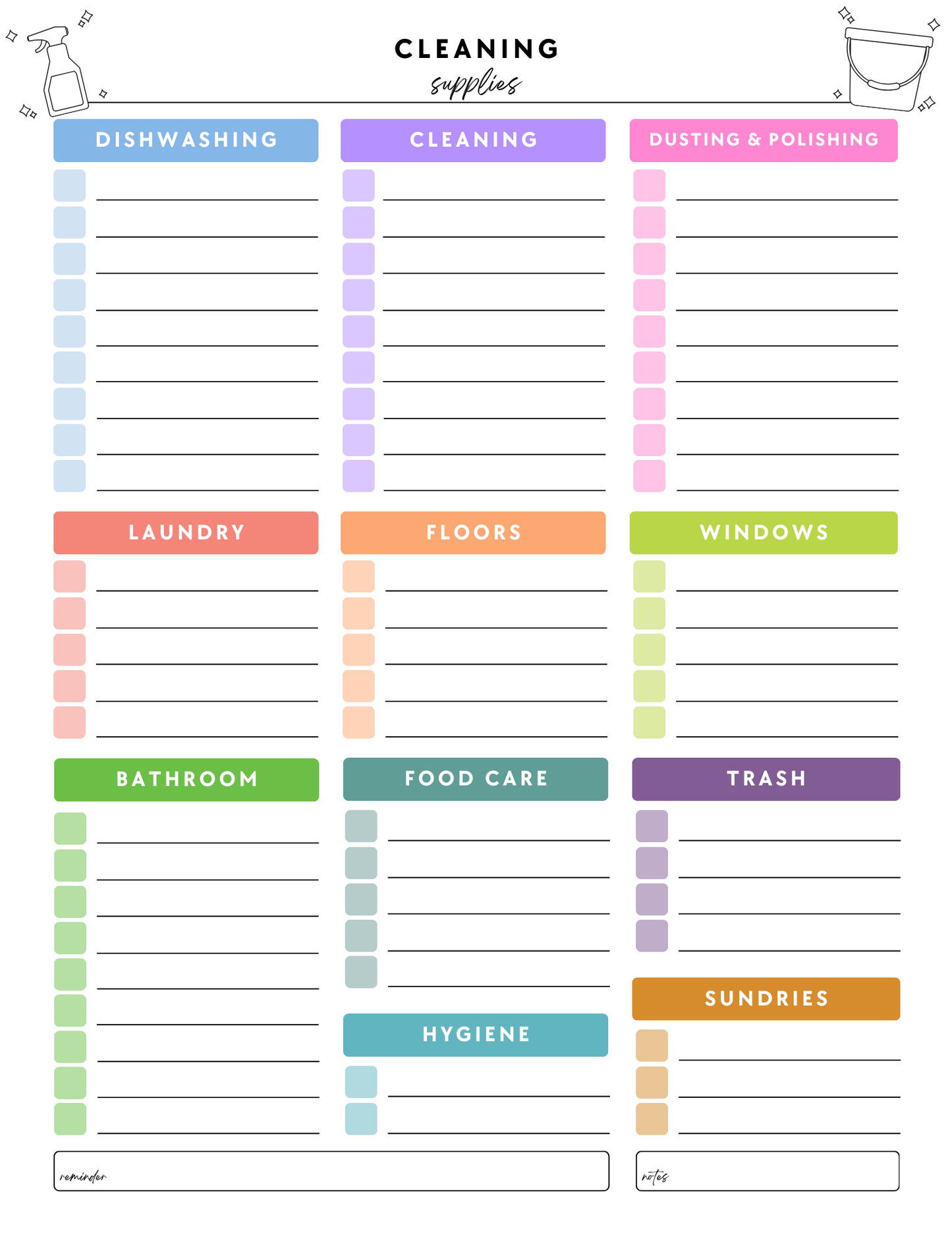 ADHD Cleaning Planner - Non-Prefilled
