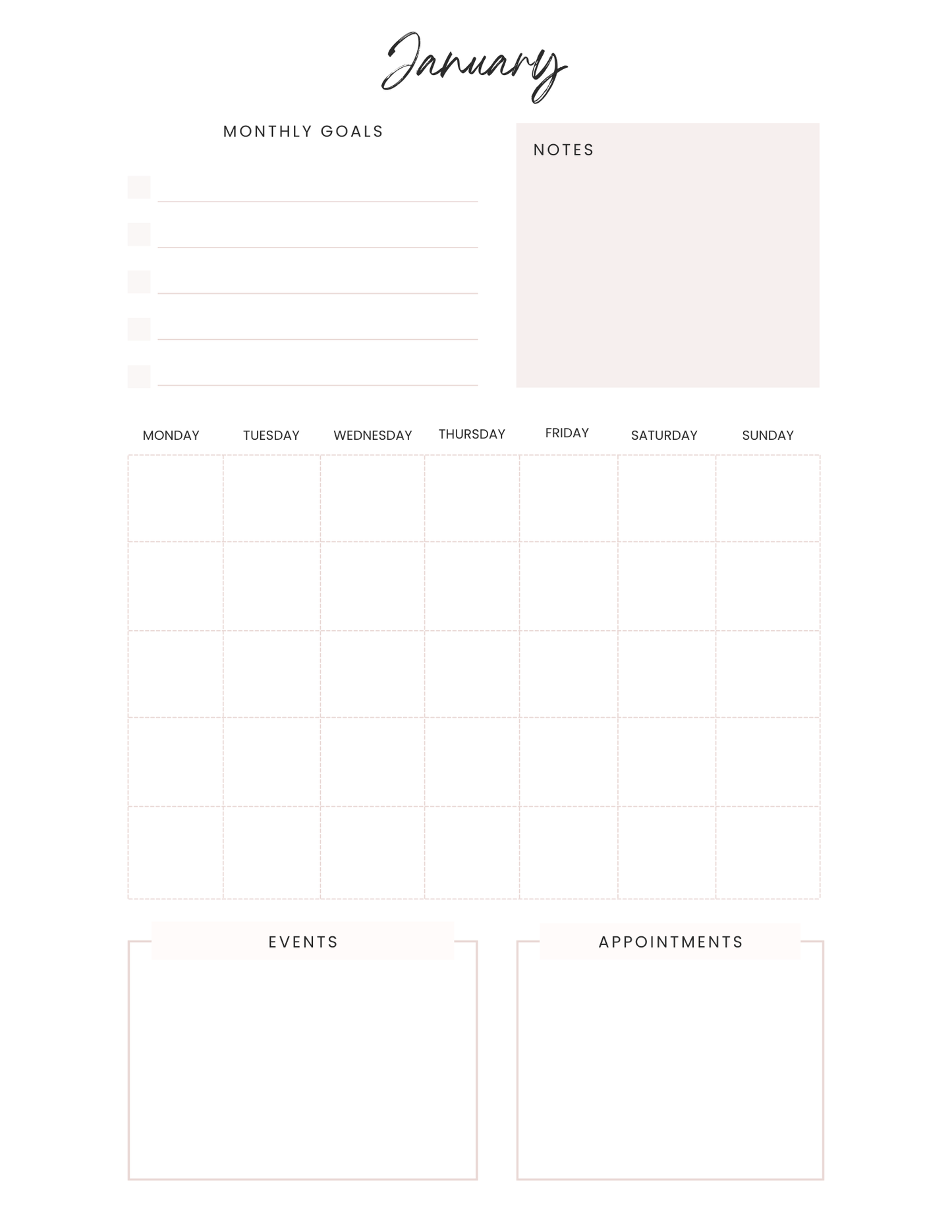 Pure & Simple - Minimalist Yearly Planner 2026