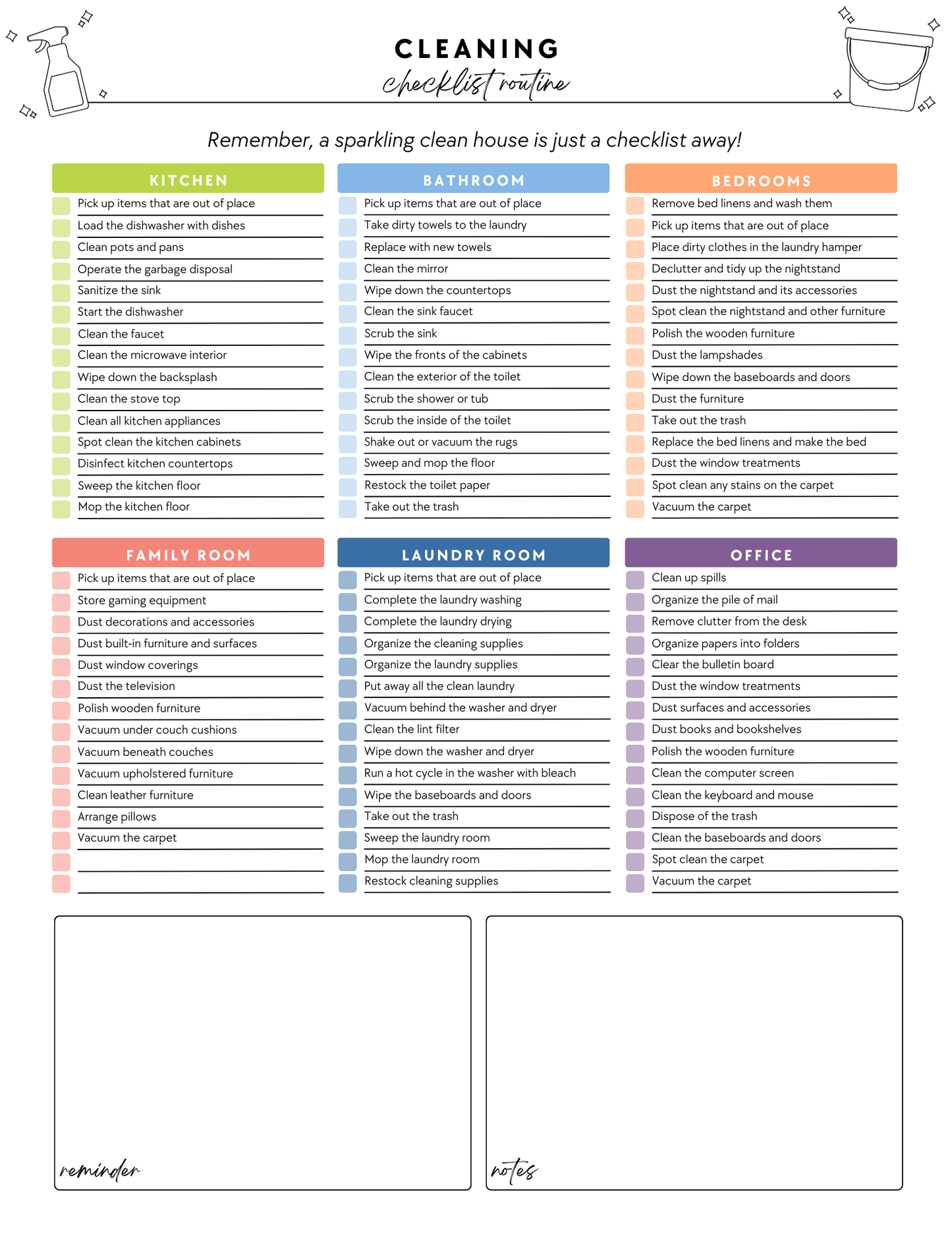 ADHD Cleaning Planner - Prefilled