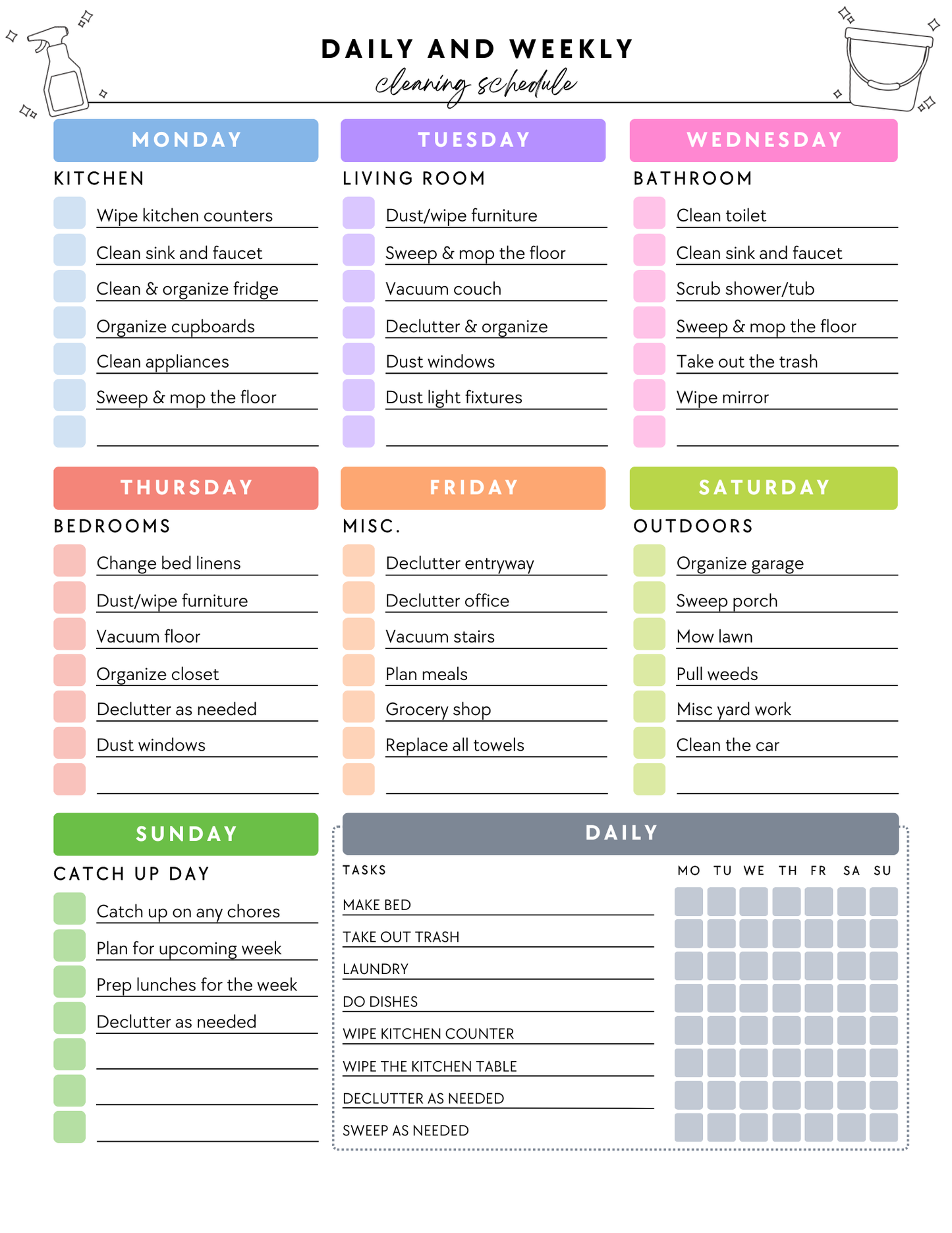 ADHD Cleaning Planner - Prefilled
