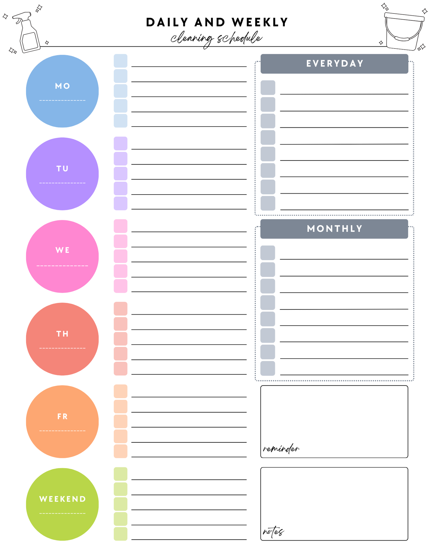 ADHD Cleaning Planner - Non-Prefilled