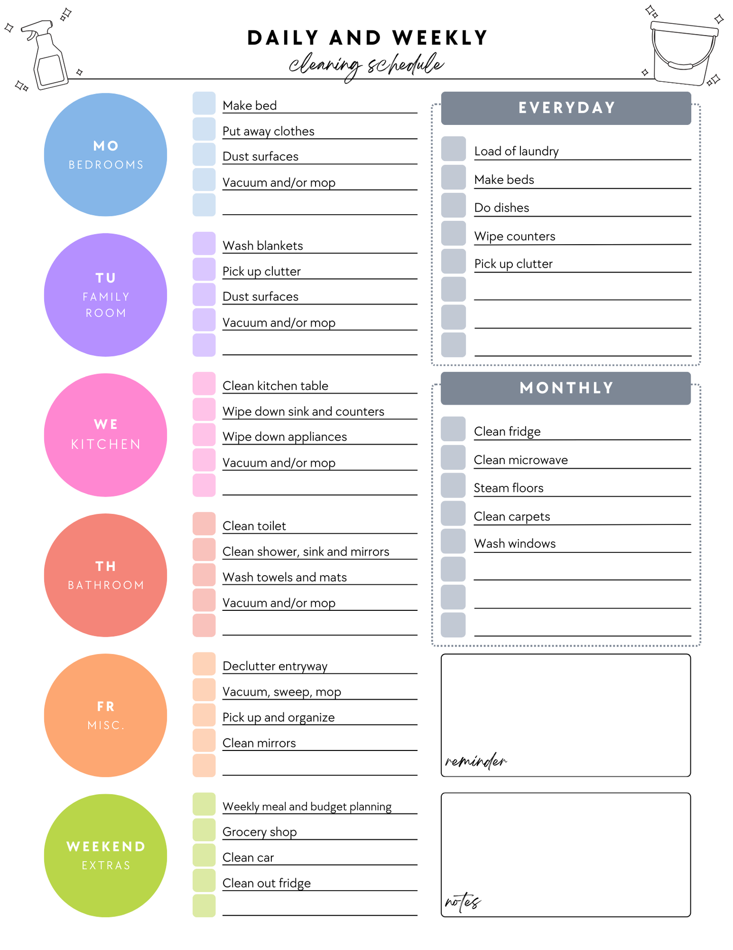 ADHD Cleaning Planner - Prefilled
