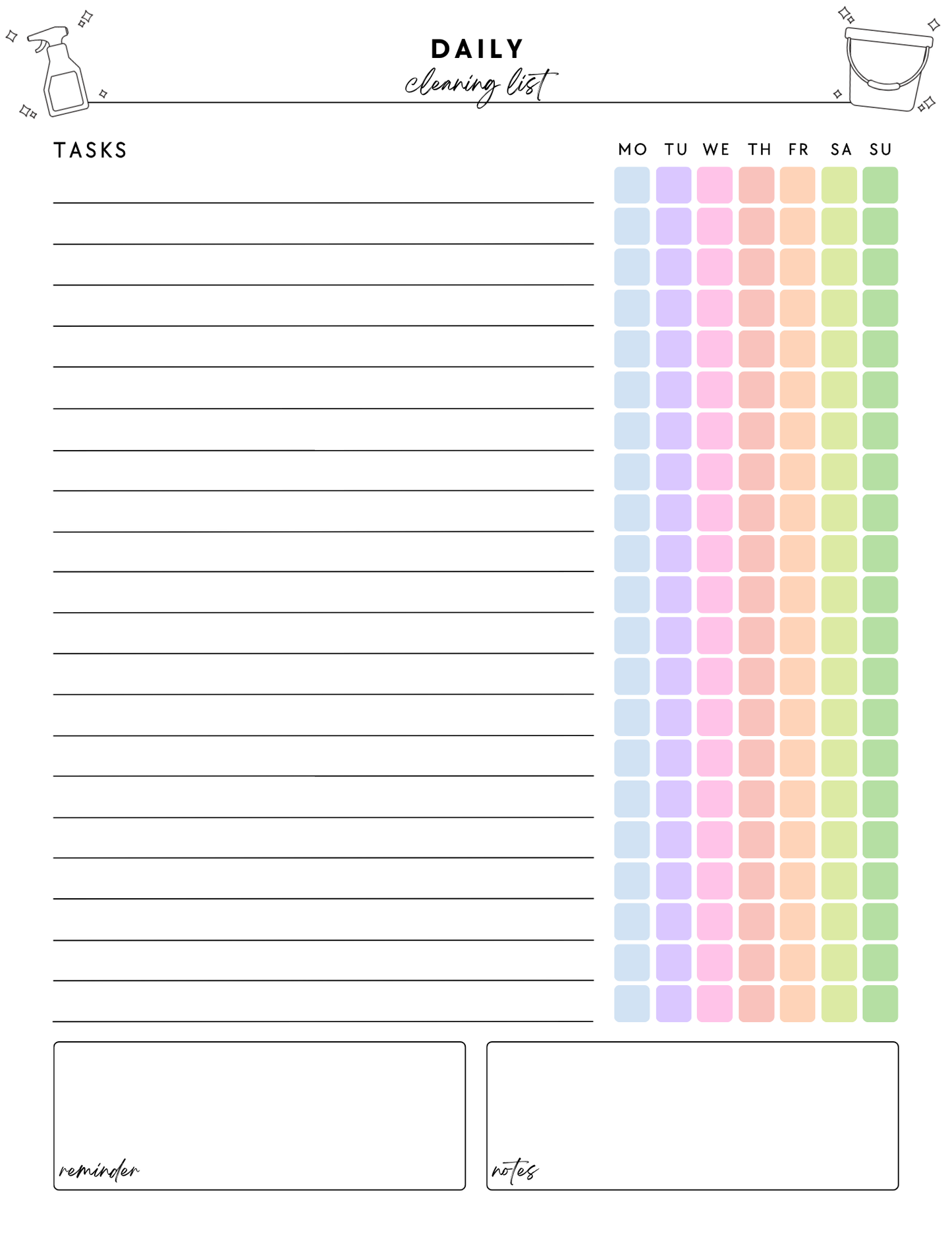ADHD Cleaning Planner - Non-Prefilled