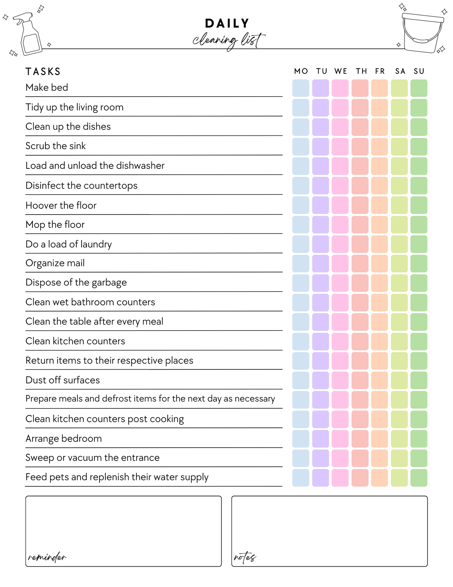 ADHD Cleaning Planner - Prefilled