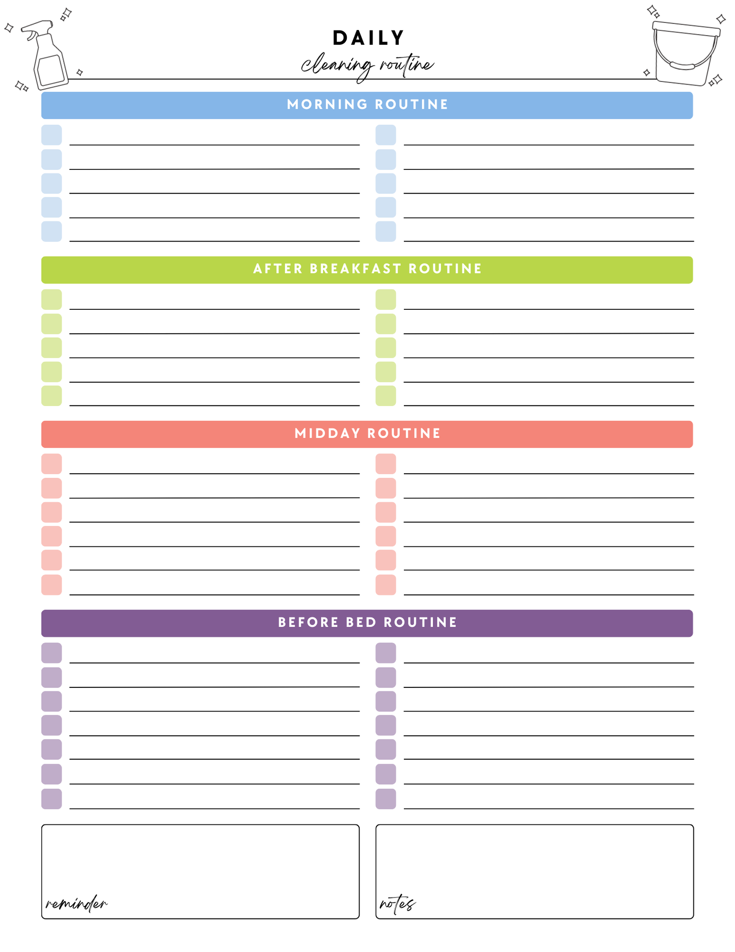 ADHD Cleaning Planner - Non-Prefilled