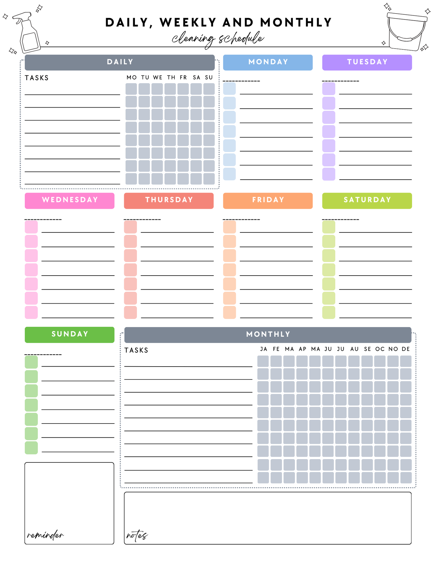 ADHD Cleaning Planner - Non-Prefilled