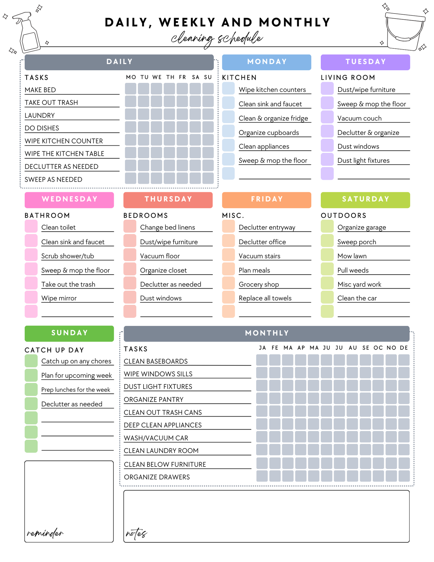 ADHD Cleaning Planner - Prefilled
