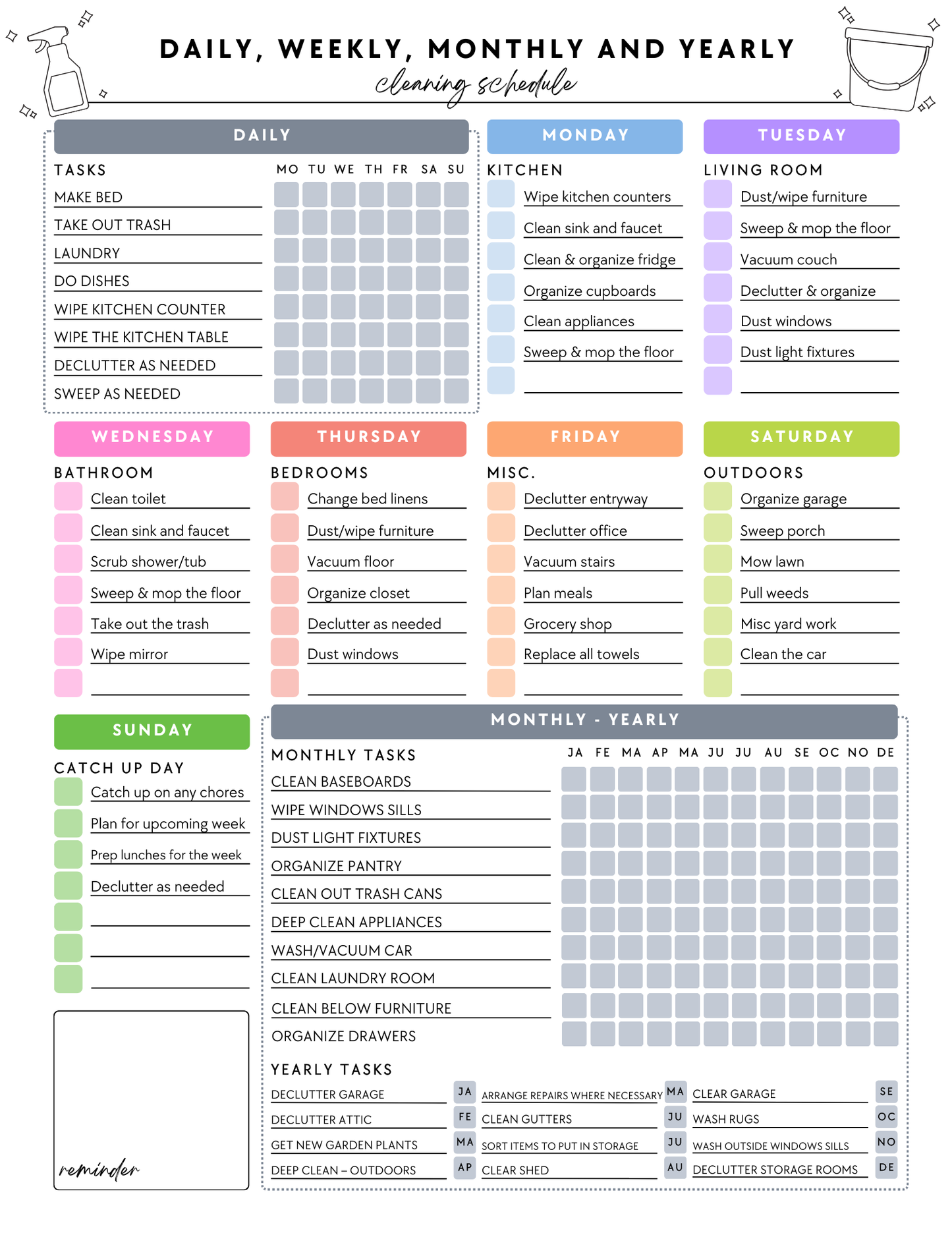ADHD Cleaning Planner - Prefilled