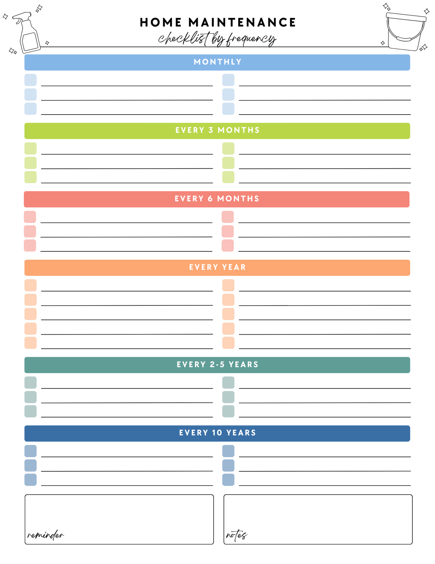 ADHD Cleaning Planner - Non-Prefilled