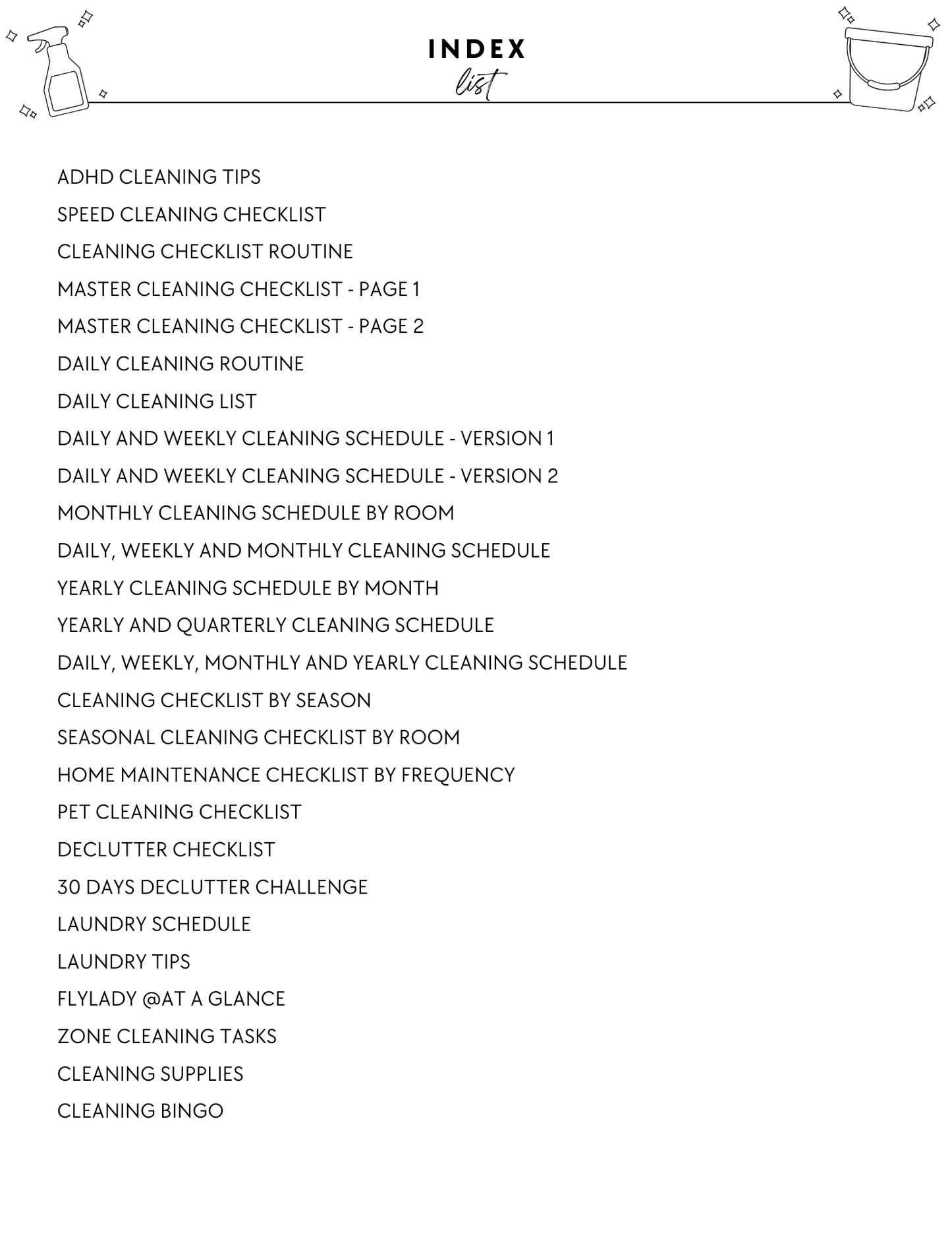 ADHD Cleaning Planner - Non-Prefilled