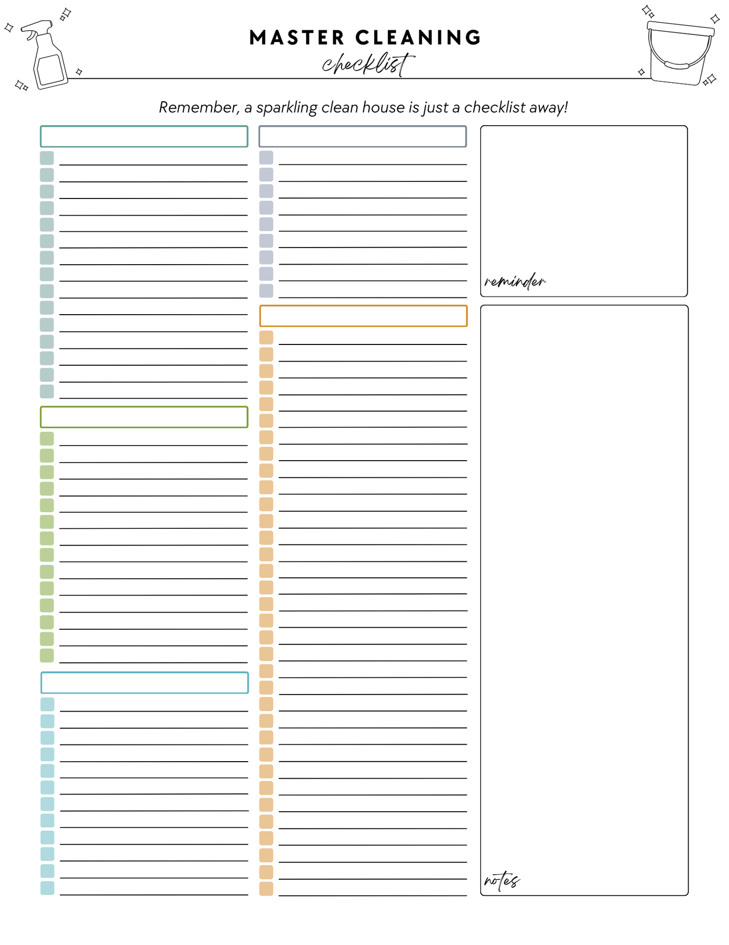 ADHD Cleaning Planner - Non-Prefilled