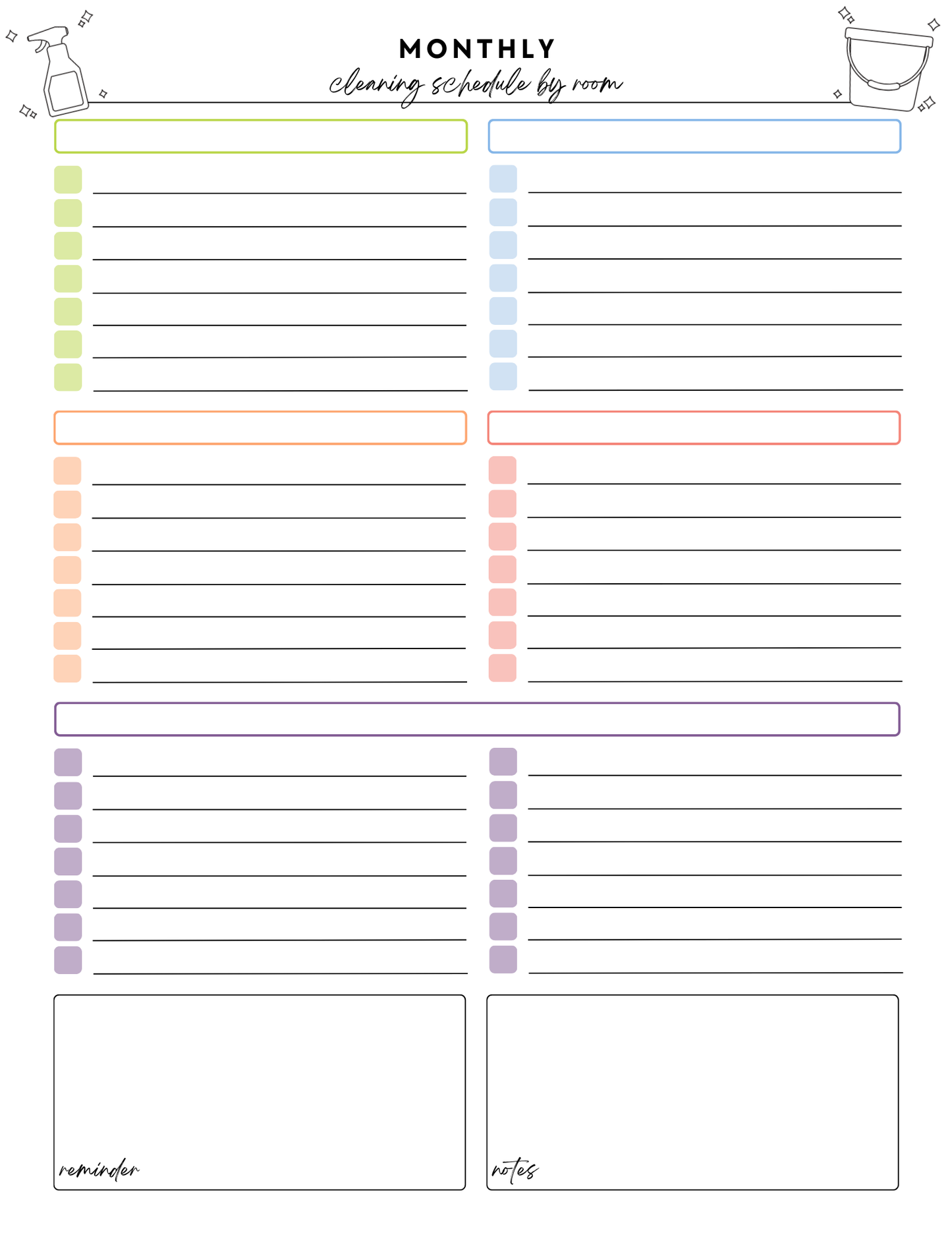 ADHD Cleaning Planner - Non-Prefilled