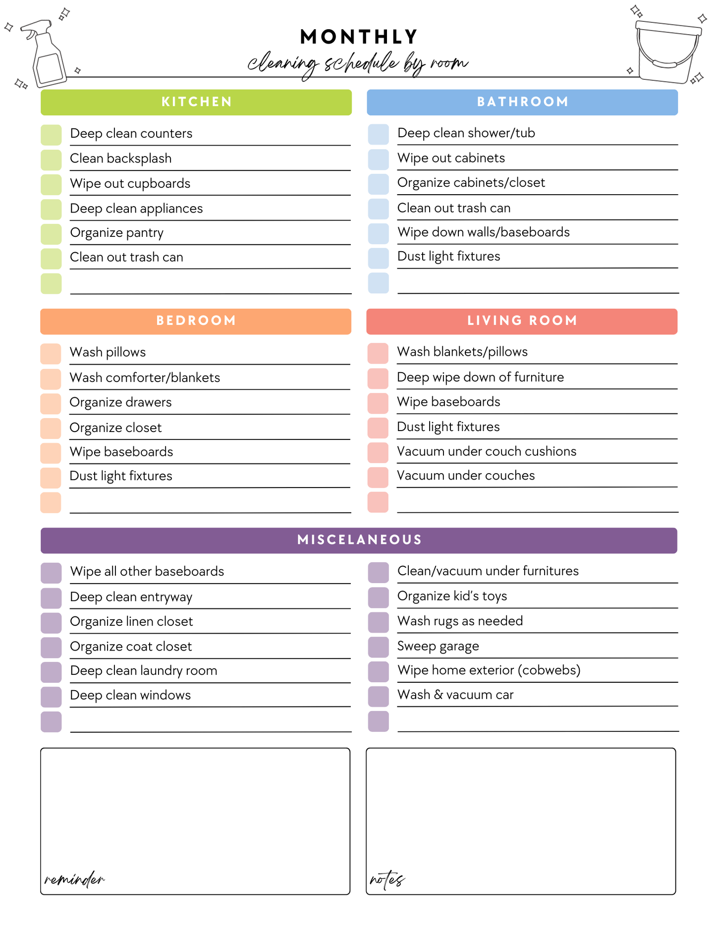 ADHD Cleaning Planner - Prefilled
