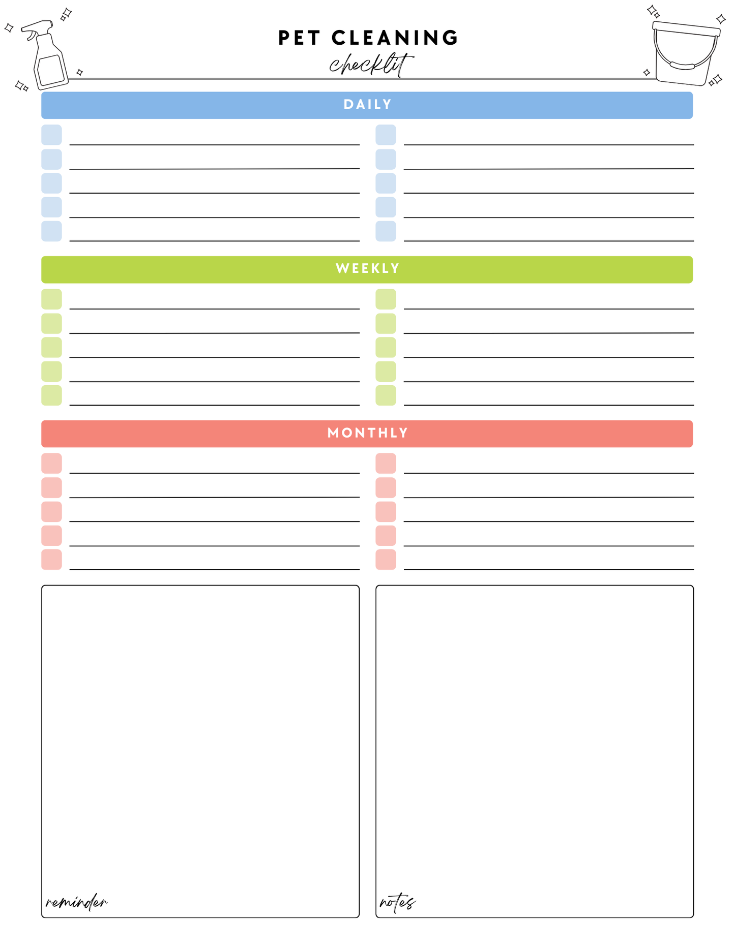 ADHD Cleaning Planner - Non-Prefilled