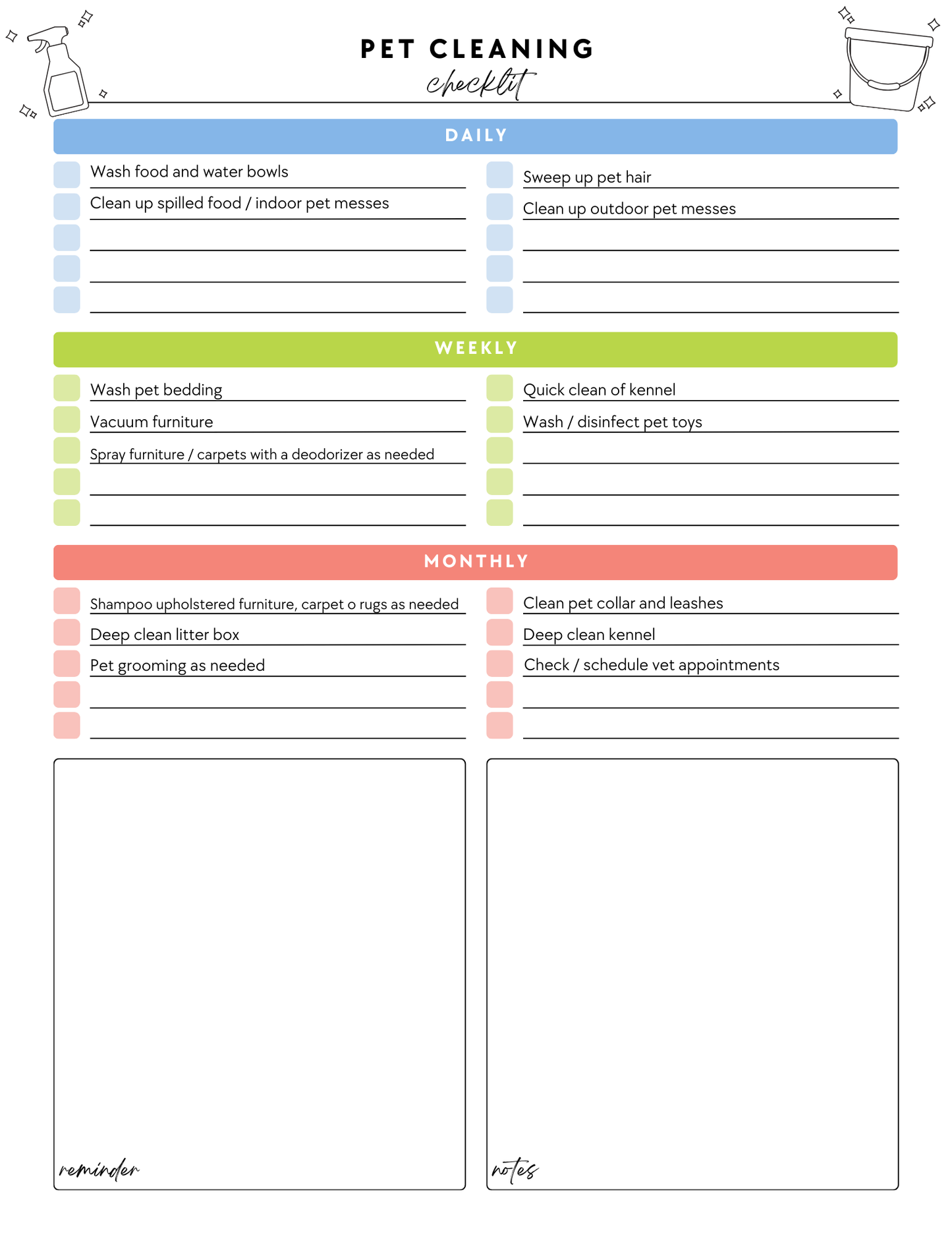 ADHD Cleaning Planner - Prefilled