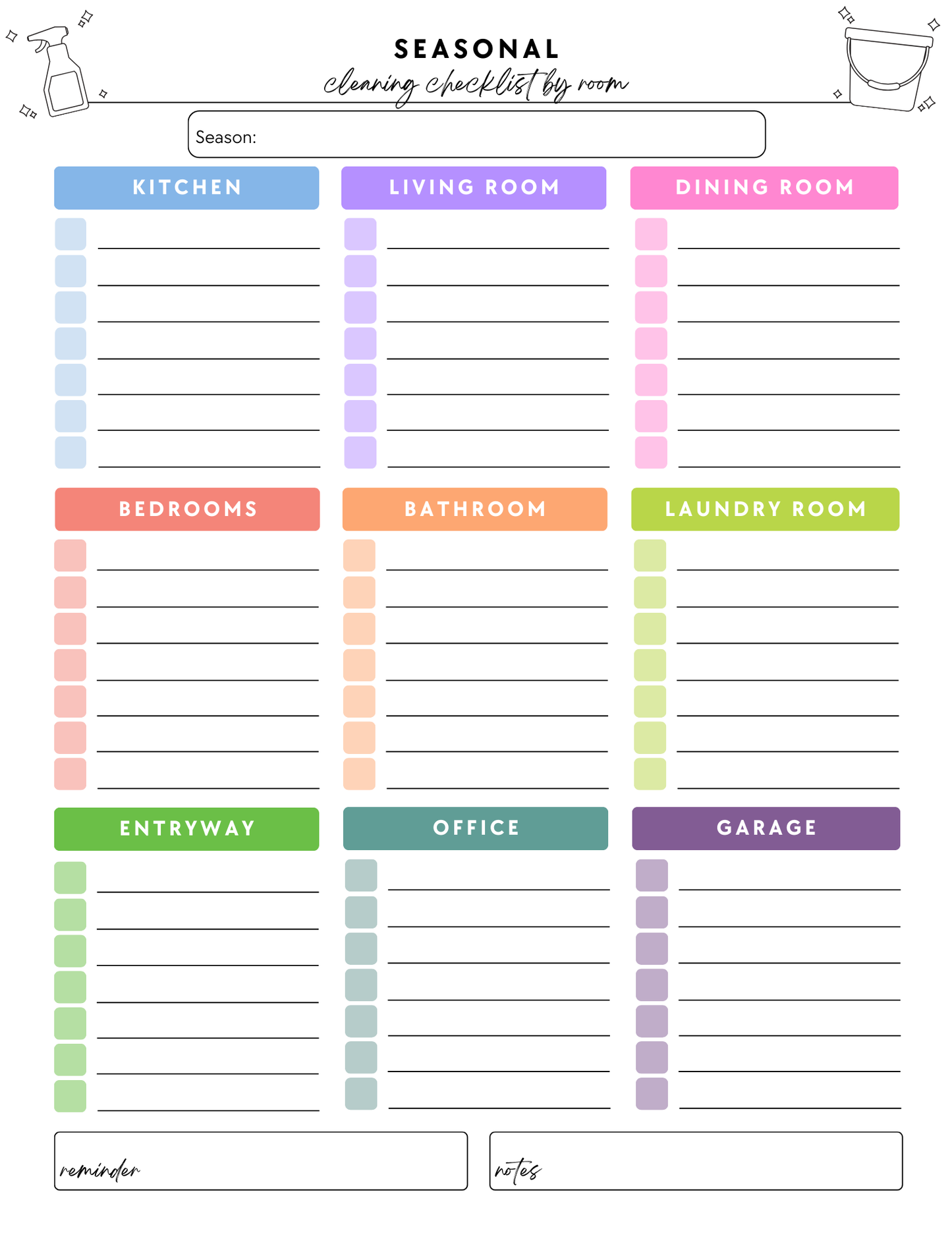 ADHD Cleaning Planner - Non-Prefilled