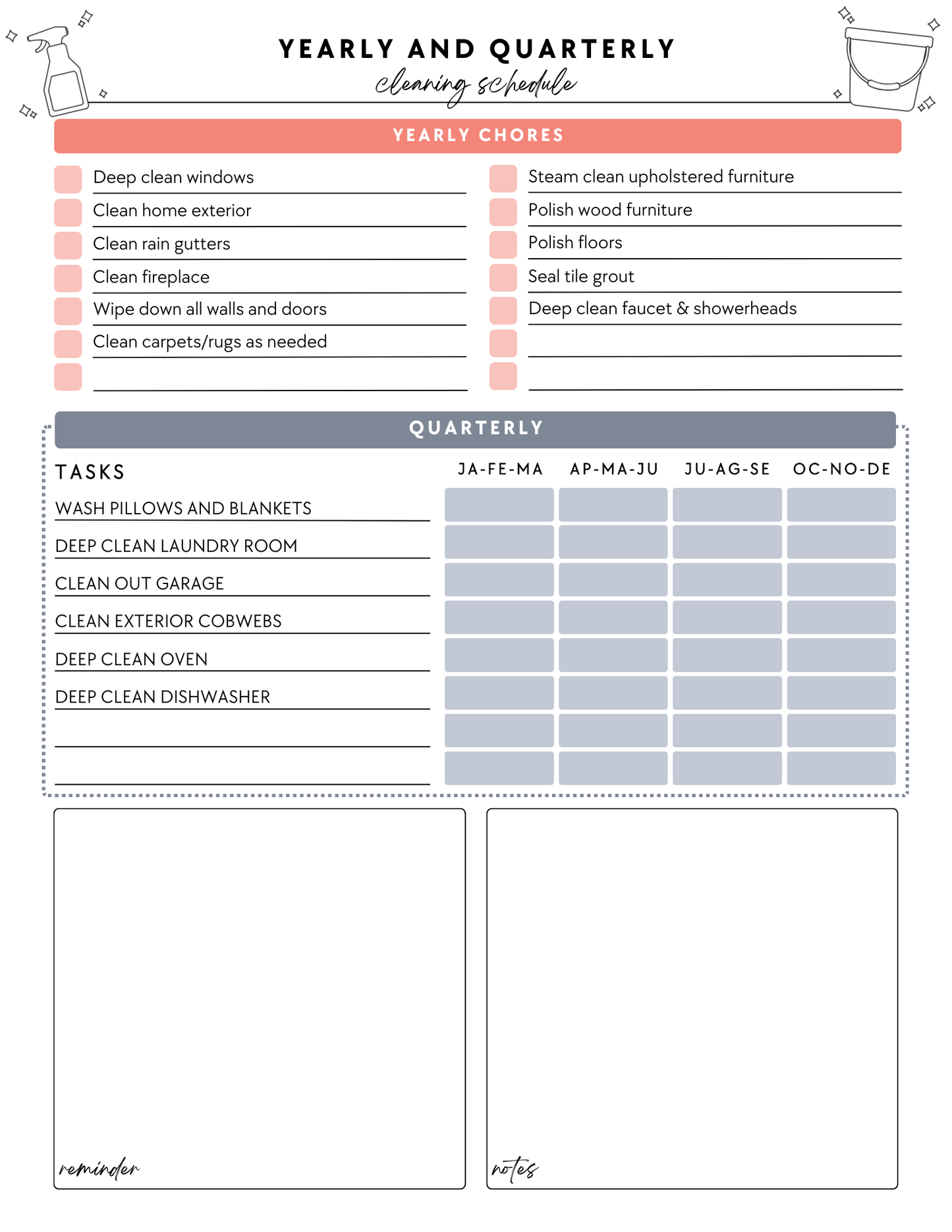 ADHD Cleaning Planner - Prefilled
