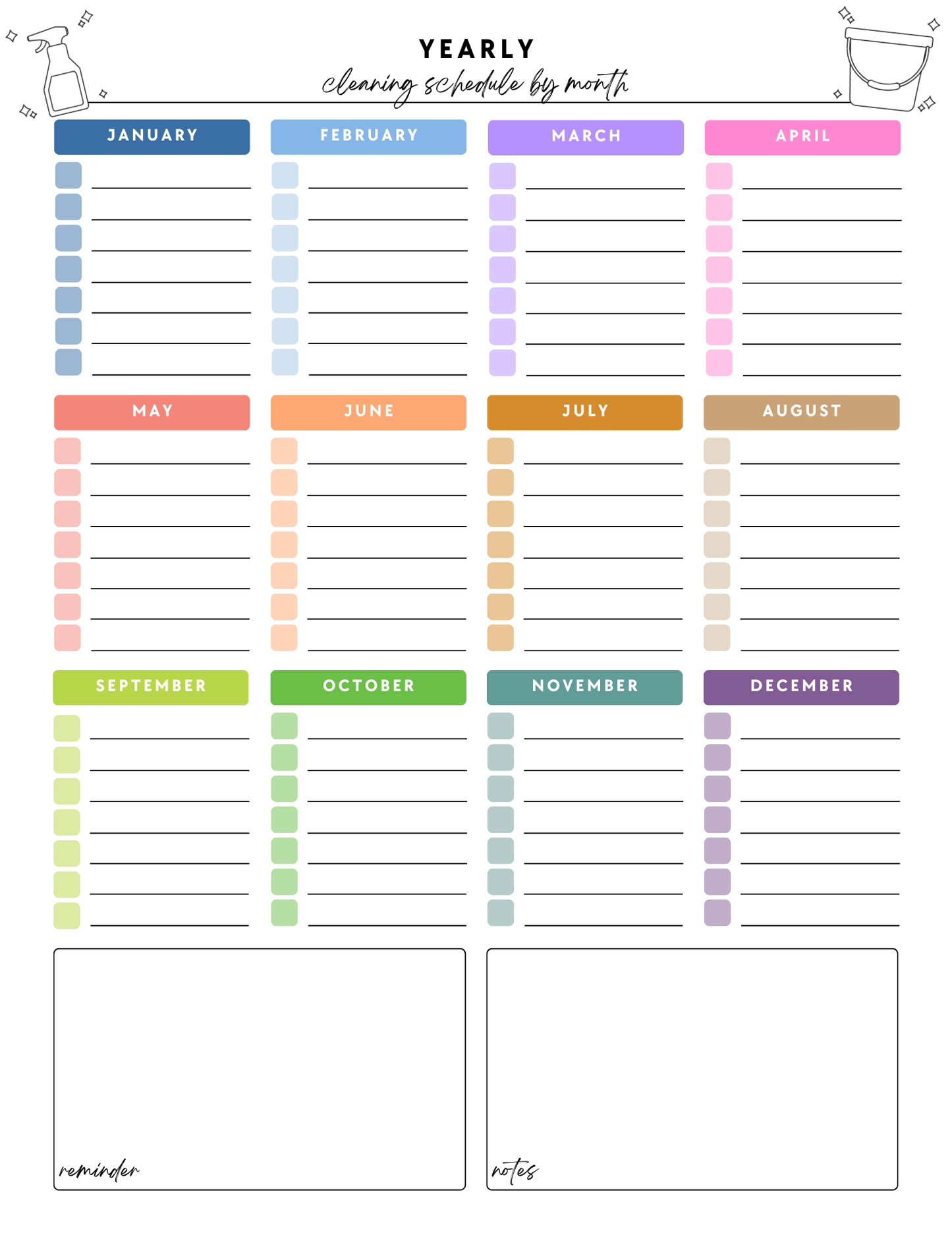 ADHD Cleaning Planner - Non-Prefilled